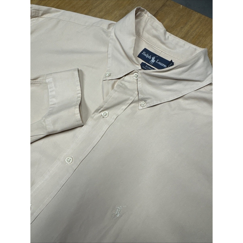Ralph Lauren Blake‎ Men's XL Long Sleeve Button Down Shirt Beige Blue Label